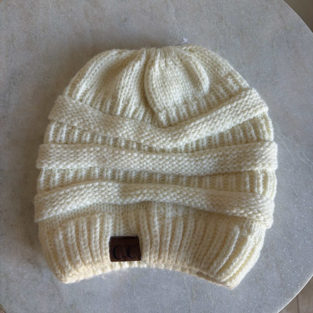 C.C Ivory Knit Slouchy Beanie